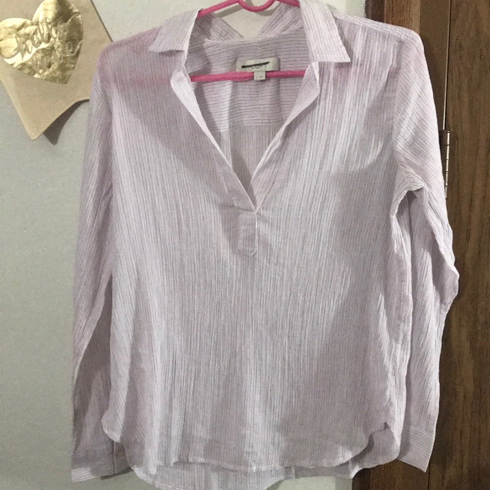 Loft | Lightweight Striped V Neck Tunic Blouse